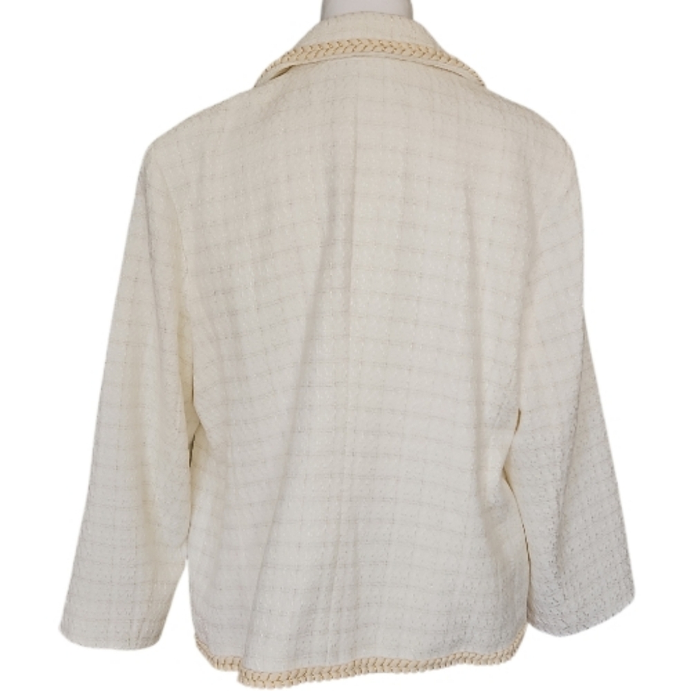 Chico's White Women's Jacket with Braided Trim - Picture 3 of 10